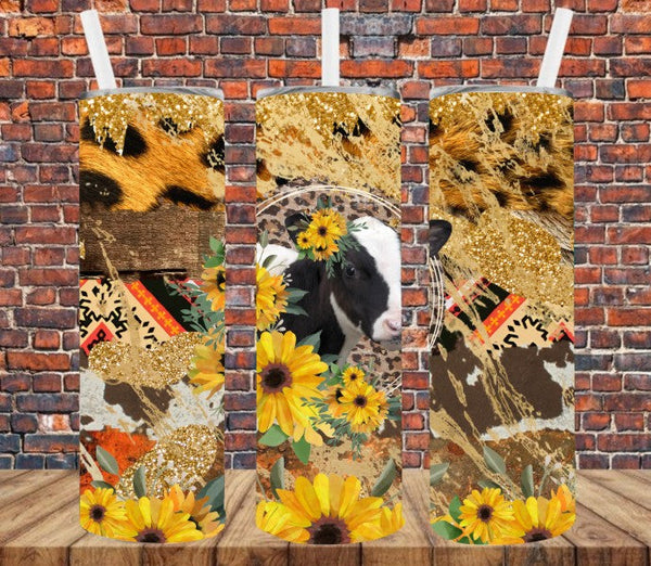 Cow & Sunflowers - Tumbler Wrap Sublimation Transfers