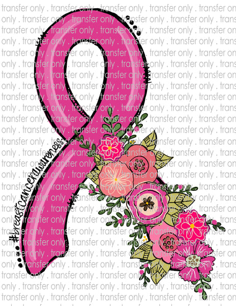 Pink Ribbon Floral - Waterslide, Sublimation Transfers