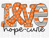 Peace Love Cure MS Awareness - Waterslide, Sublimation Transfers