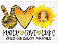 Peace Love Cure Childhood Cancer - Waterslide, Sublimation Transfers