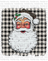 Santa, Plaid Background - Waterslide, Sublimation