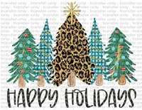 Happy Holidays Teal Trees - Waterslide, Sublimation Transfers