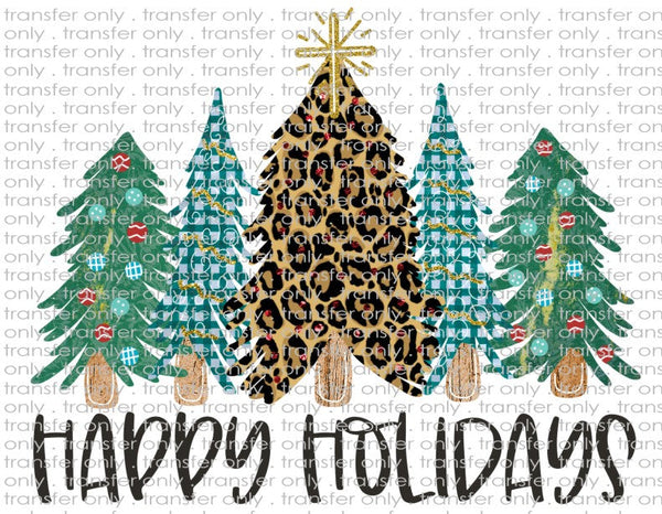 Happy Holidays Teal Trees - Waterslide, Sublimation Transfers