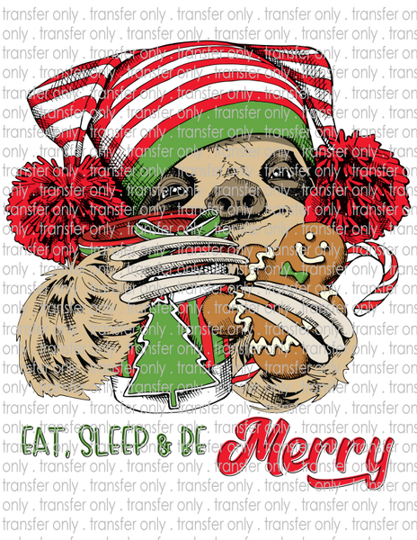 Eat, Sleep, Be Merry Sloth- Waterslide, Sublimation Transfers