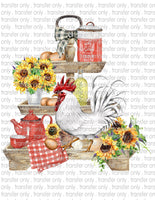 Country Rooster - Waterslide, Sublimation Transfers