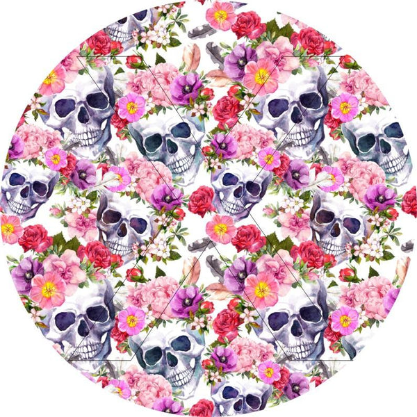 Floral Skulls - Round Template Transfers for Coasters