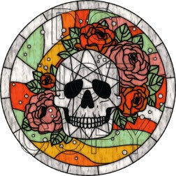 Stained Glass Skull - Round Template Transfers for Coasters