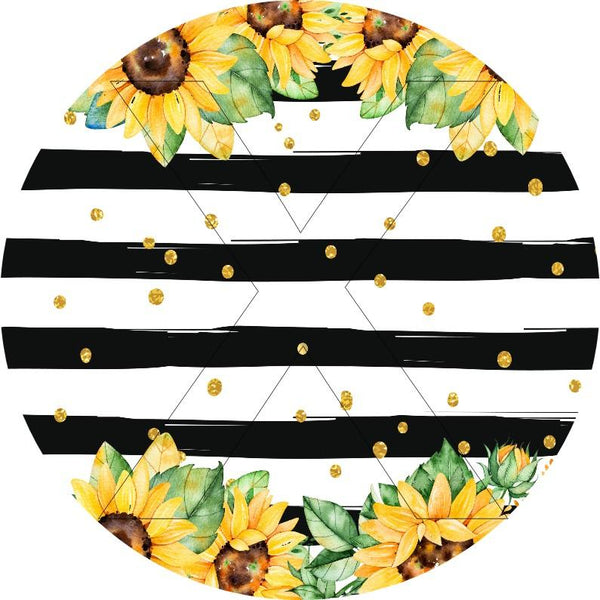 Sunflowers with Stripes - Round Template Transfers for Coasters
