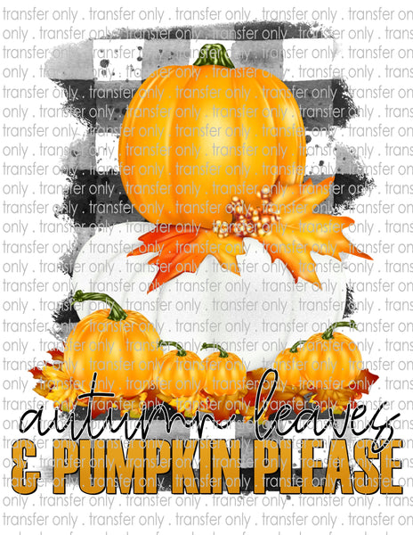 Autumn Leaves & Pumpkins Please - Waterslide, Sublimation Transfers