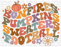 Bonfires Pumpkins Sweaters Football - Waterslide, Sublimation Transfers