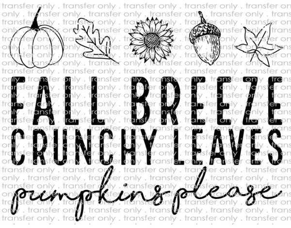 Fall Breeze Crunchy Leaves - Waterslide, Sublimation Transfers