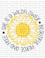 She is a Wildflower - Waterslide, Sublimation Transfers