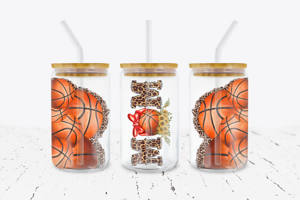 Basketball Mom - 16 oz Libbey Glass Can Wrap