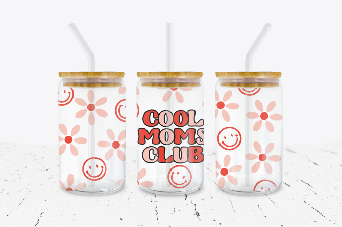 Cool Moms Club - 16 oz Libbey Glass Can Wrap – Sticky Fingers Vinyl ...