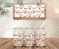 Reindeer Names - 16 oz Libbey Glass Can Wrap