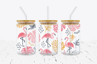 Tropical Flamingos - 16 oz Libbey Glass Can Wrap