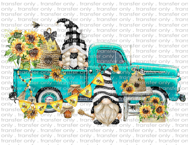 Sunflower Gnomes Vintage Truck - Waterslide, Sublimation Transfers