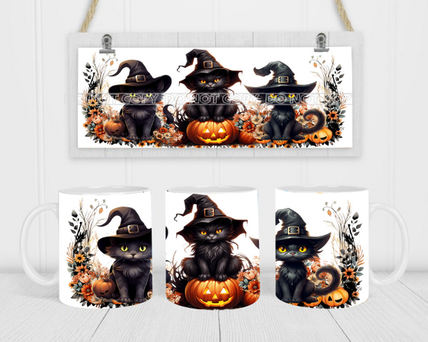 Halloween Black Cats - Coffee Mug Wrap - Sublimation Transfers