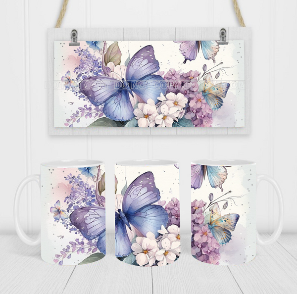 Floral & Butterfly - Coffee Mug Wrap - Sublimation Transfers