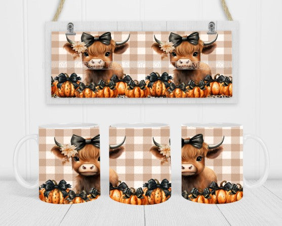 Fall Country Cow - Coffee Mug Wrap - Sublimation Transfers