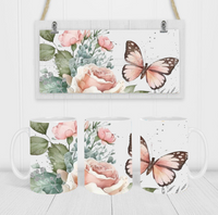 Floral Butterfly - Coffee Mug Wrap - Sublimation Transfers