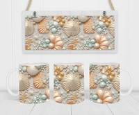 Pearl Seashells - Coffee Mug Wrap - Sublimation Transfers