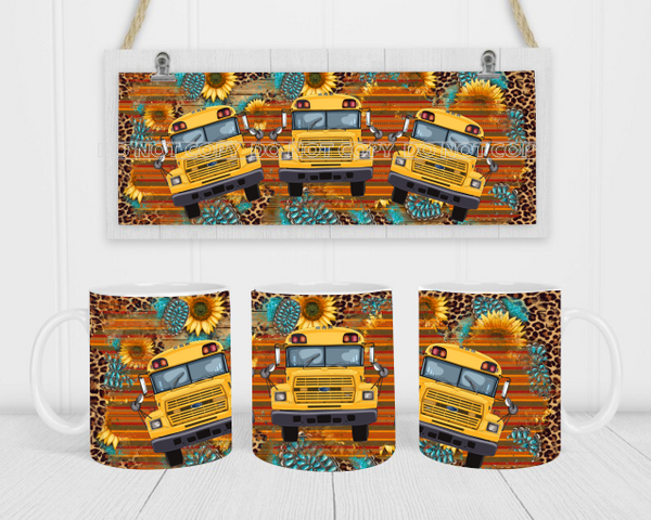 School Busses - Coffee Mug Wrap - Sublimation Transfers