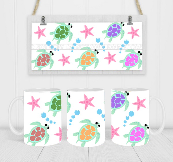 Sea Turtles - Coffee Mug Wrap - Sublimation Transfers