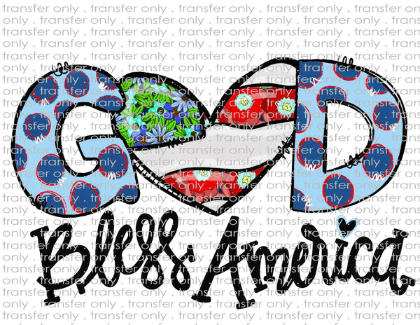 God Bless America - Waterslide, Sublimation Transfers