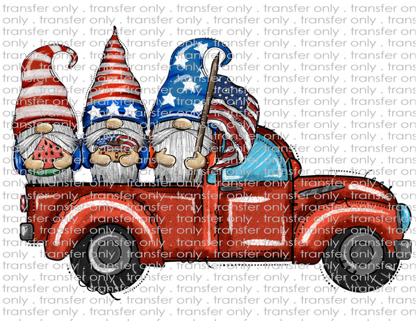 July 4th Gnomes Vintage Truck - Waterslide, Sublimation Transfers