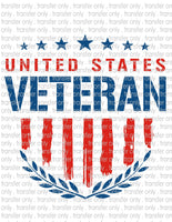 United States Veteran - Waterslide, Sublimation Transfers