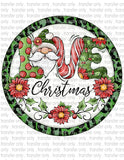 Love Christmas Gnome - Round Sign Design - Sublimation