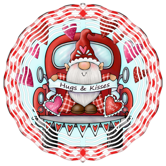 Gnome Hugs & Kisses - Wind Spinner - Sublimation Transfers
