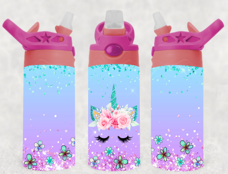 Custom Kids Tumbler Stainless Steel Water Bottle - Birthday Party Favors Gifts, Unicorn & Rainbows | Andaz Press