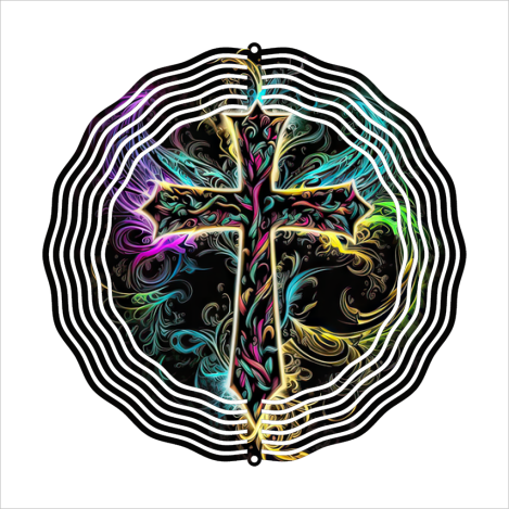 Neon Cross - Wind Spinner - Sublimation Transfers