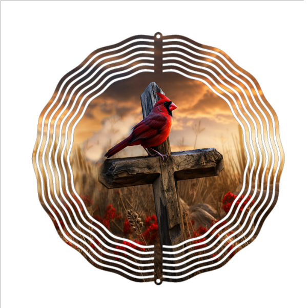 Cardinal on the Cross - Wind Spinner - Sublimation Transfers