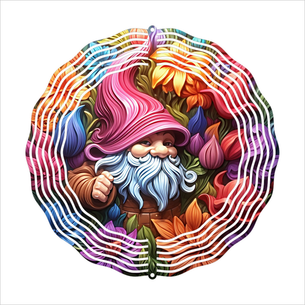 Gnome Bright Flowers - Wind Spinner - Sublimation Transfers