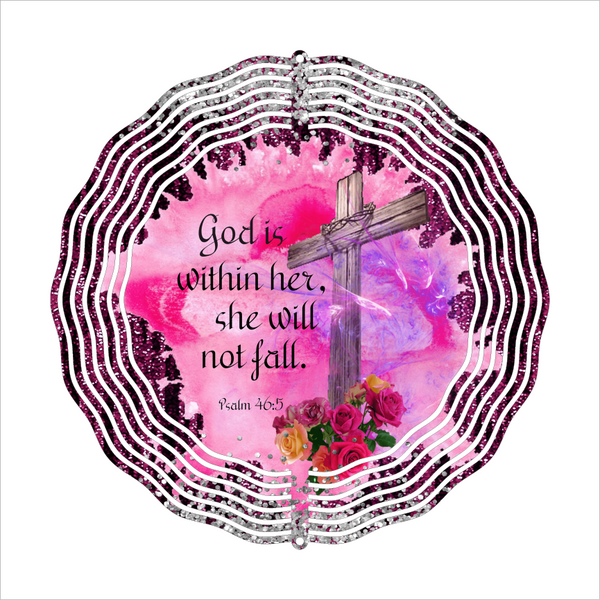 God Is Within Her She Will Not Fall - Wind Spinner - Sublimation Transfers