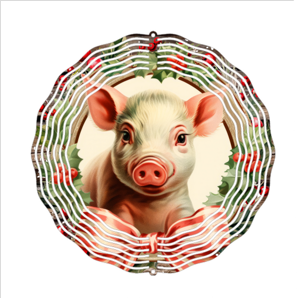 Christmas Country Pig - Wind Spinner - Sublimation Transfers