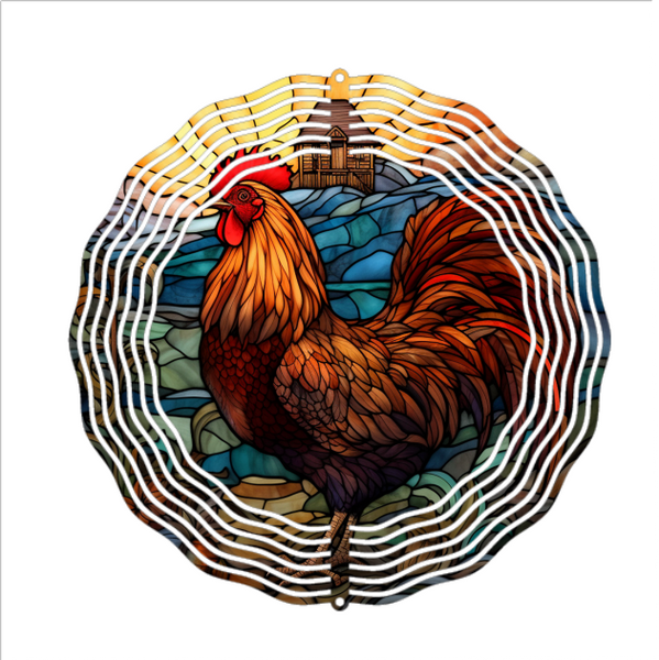 Country Rooster - Wind Spinner - Sublimation Transfers