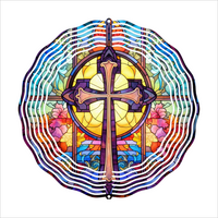 Stained Glass Cross - Wind Spinner - Sublimation Transfers