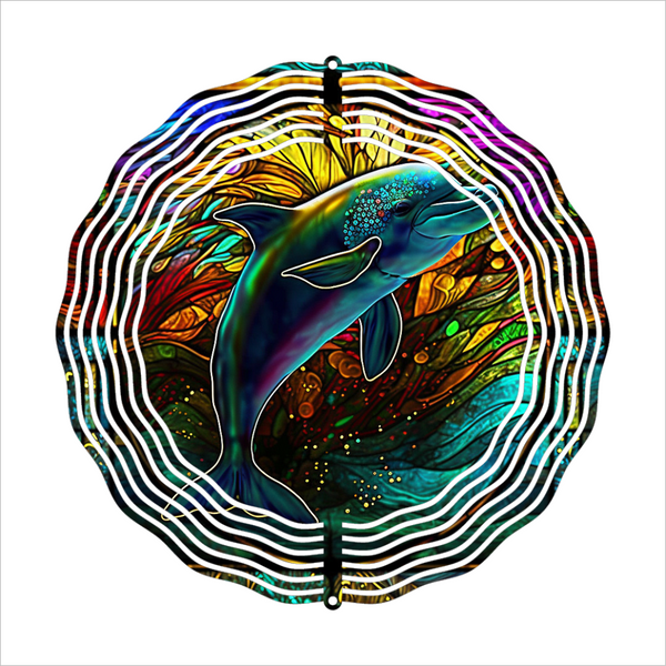 Stained Glass Dolphin - Wind Spinner - Sublimation Transfers