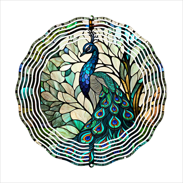 Stained Glass Peacock - Wind Spinner - Sublimation Transfers