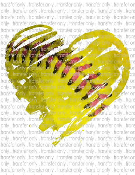 Distressed Softball Heart - Waterslide, Sublimation Transfers