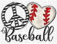 Peace Love Baseball - Waterslide, Sublimation Transfers