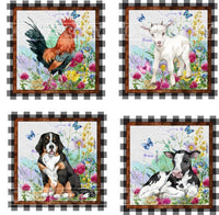 Farm Animals Square Coaster Kit - Includes 4 Coasters