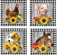 Farm Animals Square Coaster Kit - Includes 4 Coasters