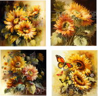 Retro Sunflowers Sheet - for Square Coasters