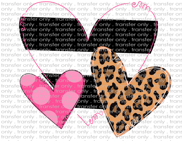 3 Hearts Valentines - Waterslide, Sublimation Transfers