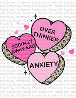 Anxiety Over Thinker Hearts - Waterslide, Sublimation Transfers